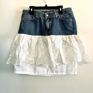 Lucky Brand Denim and Lace Skirt